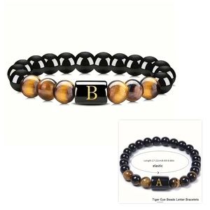 TIGER EYE BRACELET WITH ALPHABET B